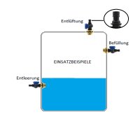 IBC Tank Befüll- und Entlüftungsset – 1" Messing Tankdurchführung mit 3/4" Ventil (Gardena kompatibel)