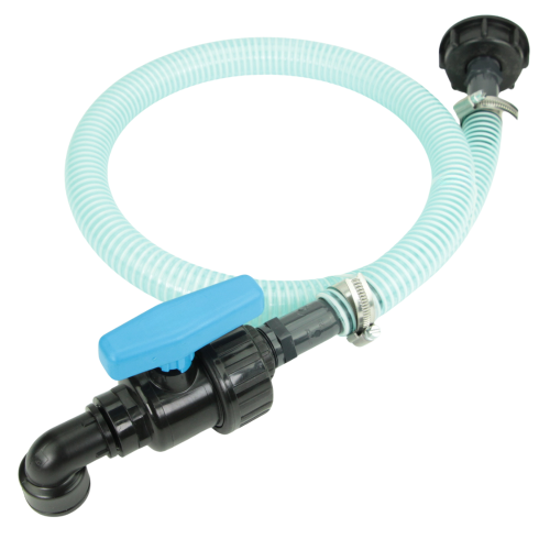 Flexibler Befüllschlauch für IBC Tank 1 m mit Absperrhahn – S60x6 Adapter auf 3/4" Ventil mit Schlauch