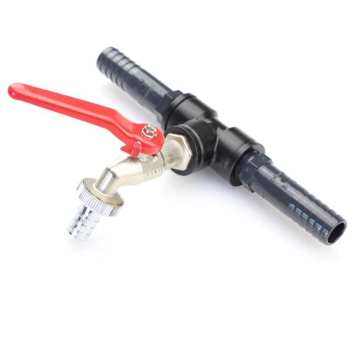 ZANORI IBC Schlauchabzweig / T-Stück (T-Stück) mit Auslaufhahn Ø 20mm - 1/2 Zoll