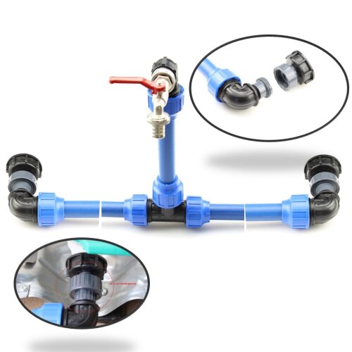 IBC Auslauf DN50 für 2 Tanks 1/2" – Anschlussset zum IBC Tank verbinden