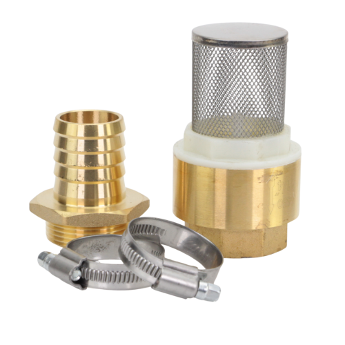 Saugset 1 1/4" Messing mit Fußventil (Rückschlagventil) 32 mm