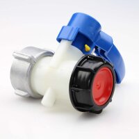 IBC Klappenhahn 62 mm DN50 mit Aluminium-Überwurfmutter – Auslaufhahn für IBC Tank