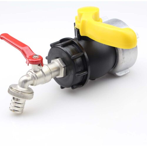 SET IBC Kugelhahn 75 mm Black Line DN50 mit Alu-Überwurfmutter & 3/4" Auslaufhahn – IBC Tankventil