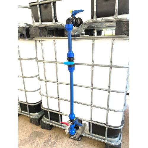 IBC Tankverbindungsset PE32 für 2 übereinander stehende IBC Tanks – inkl. Absperrventil & Anschlussadapter