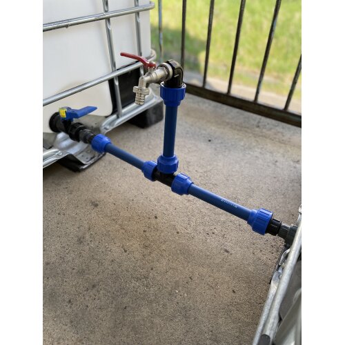 IBC Tankverbdinung gegenüber PRO + Schwanenhals + 3/4 Auslaufhahn