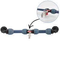 Verbindung für 2 IBC Tanks mit 1/2" & 3/4" Doppelauslaufhahn - IBC Tankverbindungsset DN32
