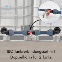 Verbindung für 2 IBC Tanks mit 1/2" & 3/4" Doppelauslaufhahn - IBC Tankverbindungsset DN32