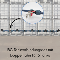 Verbindung für 5 IBC Tanks mit 1/2" & 3/4" Doppelauslaufhahn - IBC Tankverbindungsset DN32