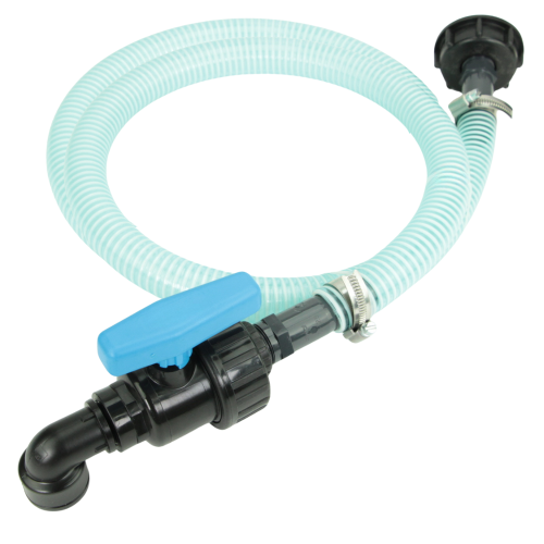 Flexibler Befüllschlauch für IBC Tank 2 m mit Absperrhahn – S60x6 Adapter auf 3/4" Ventil mit Schlauch