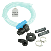 Flexibler Befüllschlauch für IBC Tank 2 m mit Absperrhahn – S60x6 Adapter auf 3/4" Ventil mit Schlauch