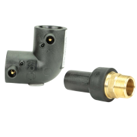 Elektroschweiß Übergangsadapter Außengewinde PE100 / PE100-RC – DVGW Gewindeadapter Solo AG Ø50 x 1 1/2"