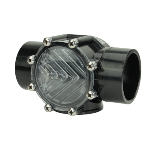 Rückschlagklappe DN50 - Anschluss Ø63 mm - federbelastet – transparenter Deckel – für Pool- & Wasserinstallationen