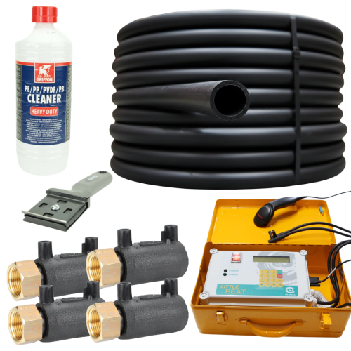 Geothermie-Anschluss-Komplettpaket: 2x 300m PE100-RC Rohr inkl. 4x Verschraubungen, Profi-Werkzeug & 3 Tage Miet-Schweißgerät