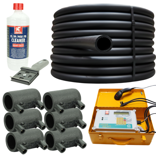 Geothermie-Power-Paket: 3x 200m PE100-RC Rohr inkl. 6x Schweißmuffen, Profi-Werkzeug & 3 Tage Miet-Schweißgerät