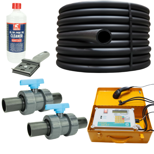 Geothermie-Hauseinführungs-Set Ø40mm: 50m PE100-RC Rohr inkl. 2x Absperr-Kugelhähnen & Verschraubungen