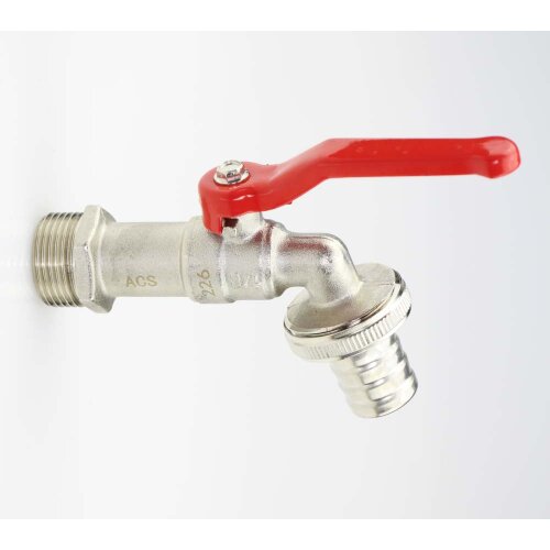 Kugelauslaufhahn 1/2" mit Schlauchverschraubung Hebelgriff