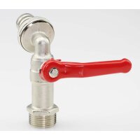 Kugelauslaufhahn 3/4" mit Schlauchverschraubung Hebelgriff