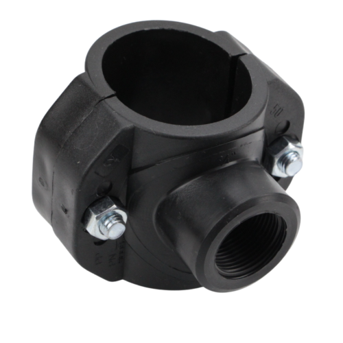 PP Anbohrschelle für PE Rohr mit Innengewinde – 2 Schrauben – Abzweigschelle ohne Verstärkung Ø25x1/2"