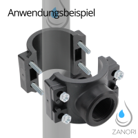 PP Anbohrschelle für PE Rohr mit Innengewinde – 4 Schrauben – Abzweigschelle ohne Verstärkung Ø125x1/2"