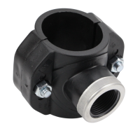 PP Anbohrschelle für PE-Rohr mit Innengewinde – 2 Schrauben – mit Verstärkung