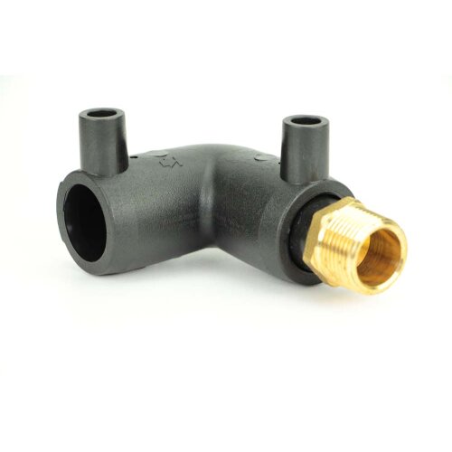 Elektroschweiß-Übergangswinkel 90° mit AG Ø40 x 1 1/4" (DN40) – PE100/PE100-RC, DVGW geprüft, Geothermie-geeignet