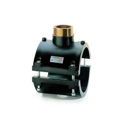 PE Anbohrschelle mit Innengewinde IG – Rohranschlussschelle für PE100 / PE100-RC Ø160 x 2"