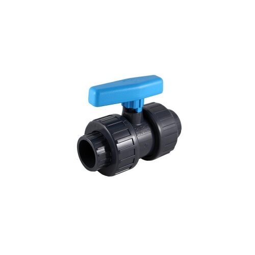 PVC Kugelhahn 20 mm mit beidseitigen Klebestutzen | Absperrhahn für PVC Druckrohr