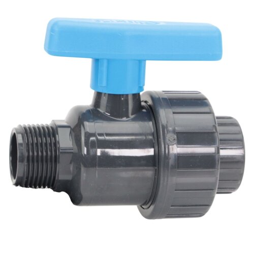 PVC Kugelhahn Innengewinde x Außengewinde – Uniblock Absperrventil mit TPE-EPDM Dichtung