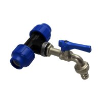 IBC Tankverbinder T-Stück PE32 mit Kugelauslaufhahn...