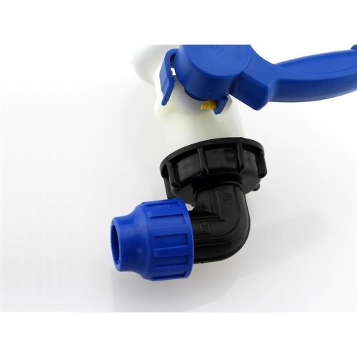 IBC Adapter S60x6 mit PE 90° Winkel – Tankanschluss für PE Rohrsysteme PE 25