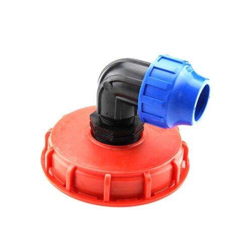 IBC Einfüllautomat DN150 (S165x6) mit 90° PE-Winkel Ø40 mm – Tankdeckel mit Druck- & Regenwasseranschluss