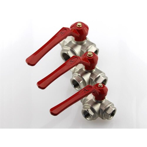 3 Wege Kugelhahn Messing L-Bohrung IG