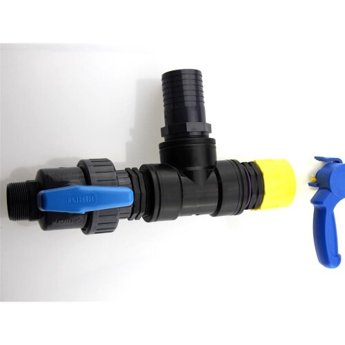 IBC Adapter S60x6 auf Schlauchtülle Ø50 mm mit Ventilanschluss 1½" AG – Tank Anschluss