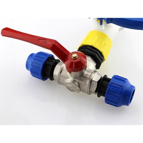 IBC Adapter S60x6 mit 3-Wege-Ventil – PE Rohranschluss Ø40 mm für Tank