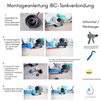 ZANORI IBC Tank Verbindung DN32 – Auslaufset 1/2" für 3 IBC Tanks