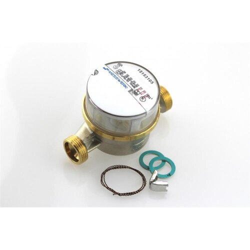 Wasserzähler kalt QN 1,5 DN15 1/2" Anschlussgewinde 3/4" -110 mm, beglaubigt, geeicht
