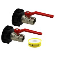 ZANORI IBC Vorteilsset 2x Adapter S60x6 mit Kugelhahn...