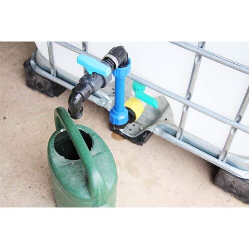 ZANORI PROFI IBC Schwanenhals DN 50 2"- S60x6 Anschluss zusätzl. Absprerrventil mit 1" Ablauf