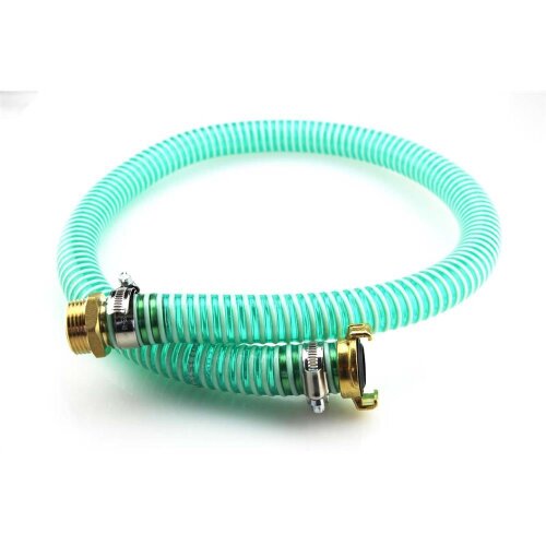 2 m Pumpenanschlussschlauchgarnitur LW 25mm  mit 1 Zoll AG Anschluss und Schnellkupplung Knaggen Abstand 40mm