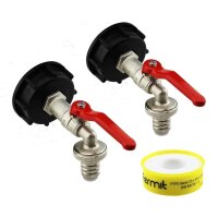 IBC 2x Auslaufhahn S60x6 mit Kugelhahn 1/2" + PTFE...