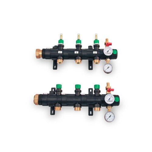 Kunststoff-Soleverteiler 8 Kreisläufe mit Schraubanschlüssen 1"